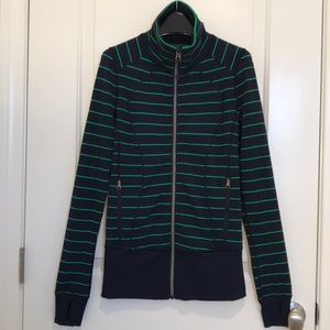 Lululemon Women’s Navy Green Striped Zip Up Jacket